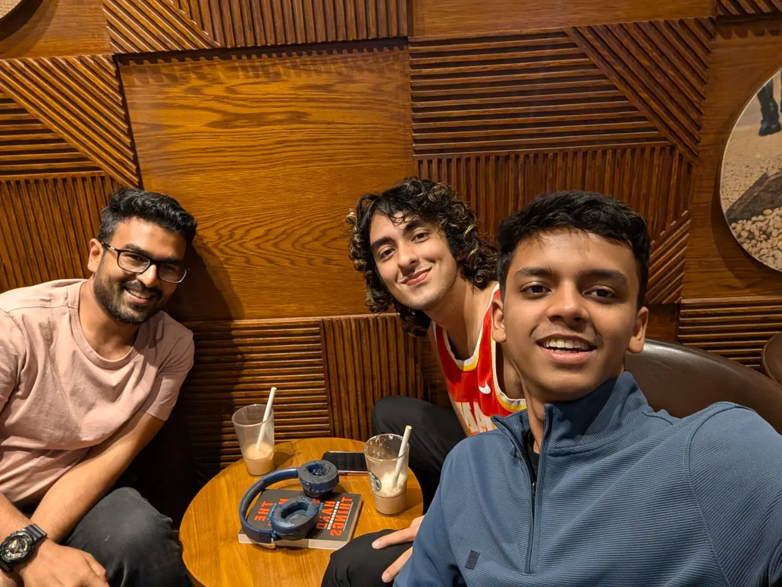 Mony and Chaitanya standing with Vatsal in Bangalore